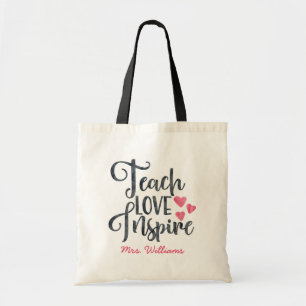 Bolsa Tote Ensinar Amor Inspira Professora Personalizada