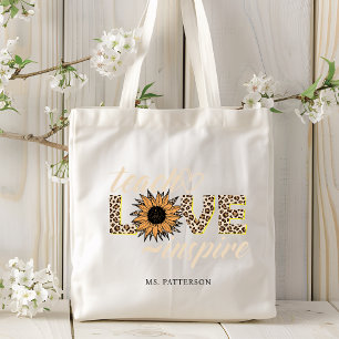 Bolsa Tote Ensinar Amor Inspira Professora Sunflower Moderno 