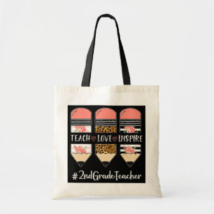 Bolsa Tote Ensinar Amor Inspire 2ndGradeProfessora Lápis Prof