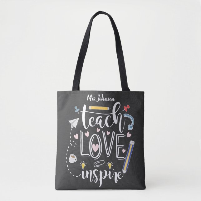 Bolsa Tote ensinar o amor inspirar a moda favorita do profess (Frente)
