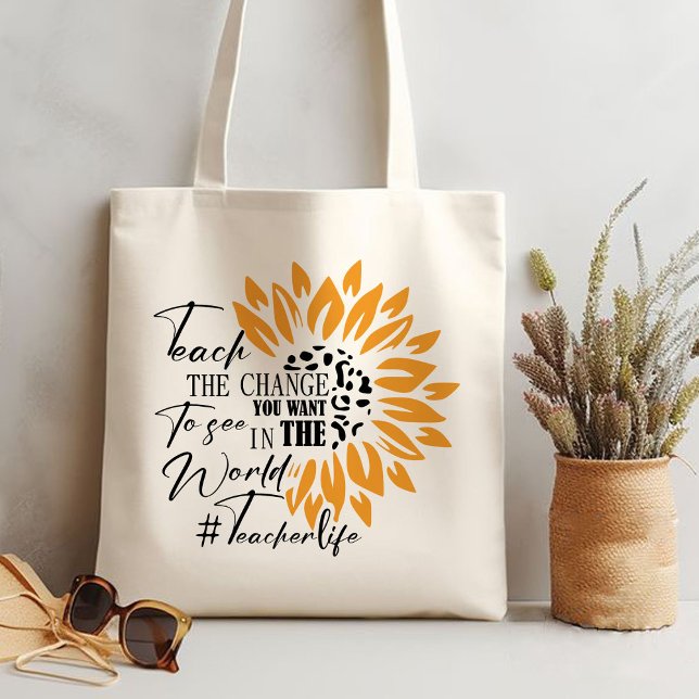 Bolsa Tote ensine a mudança que você quer ver no presente mun (teach the change you want to see in the world gift tote bag)