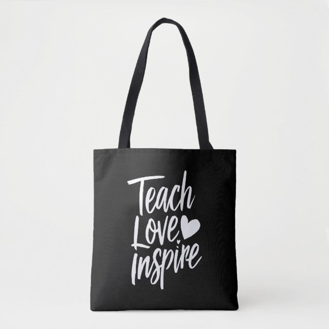 Bolsa Tote Ensine Amor Inspire Presente do Dia dos Professore (Frente)