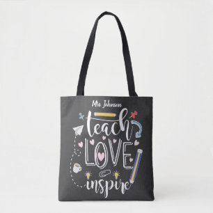 Bolsa Tote ensine amor inspire professor favorito moda