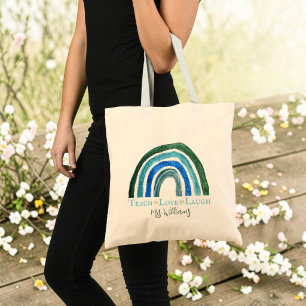Bolsa Tote Ensine Amor Rir Arco-íris Agradecimento ao Profess