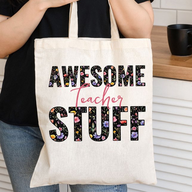 Bolsa Tote Ensino Incrível Alfinetes Curvados (Awesome Teacher Stuff Tote Bag from my Teacher Gifts Collection)
