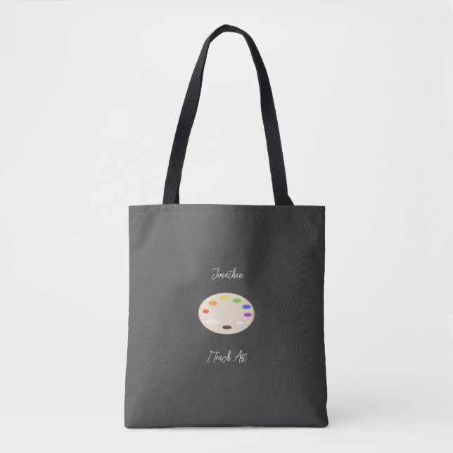 Bolsa Tote Ensino Preto da Paleta de Tintas Personalizadas pa (Frente)