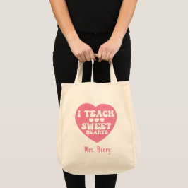 Bolsa Tote Ensino um Dia de os namorados de coração doce