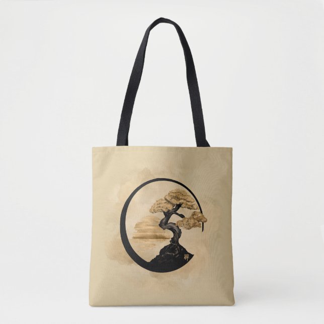 Bolsa Tote Enso Zen Circle Bonsai - Ouro Sunrise (Frente)