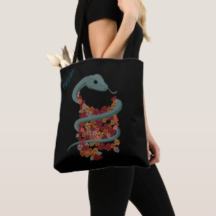 Bolsa Tote Envolvimento Floral de Cobra - Suas Iniciais