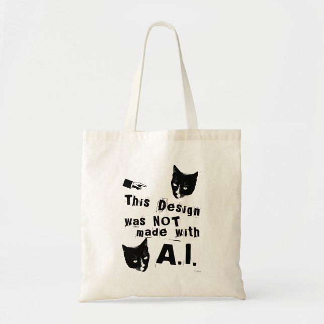 Bolsa Tote Epic Anti Artificial Intelligence Humor Design (Frente)