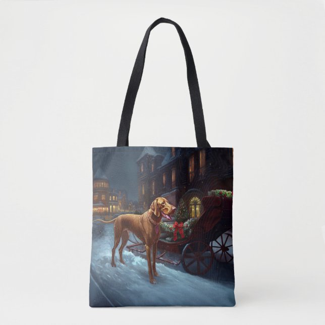 Bolsa Tote Época Festiva de Natal do Vizsla (Frente)