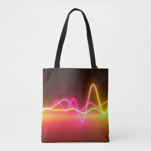 Bolsa Tote Equalizador gráfico brilhante colorido de neon bri