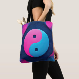 Bolsa Tote Equilíbrio Geométrico: Padrão Vibrante Yin Yang