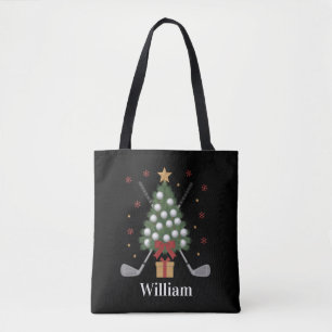 Bolsa Tote Equipamento de Natal de Árvore de Golfe Nome Perso