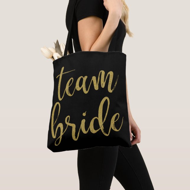 Bolsa Tote Equipe Bride Dourada Litter Bridesmaid Bachelorett (Close Up)