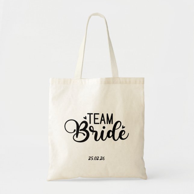 Bolsa Tote "Equipe da Noiva" Data Personalizada (Frente)