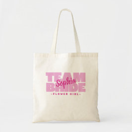 Bolsa Tote Equipe da Noiva Menina com Flores Nome Rosa Fofo