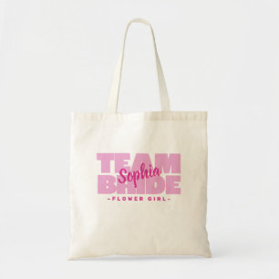 Bolsa Tote Equipe da Noiva Menina com Flores Nome Rosa Fofo