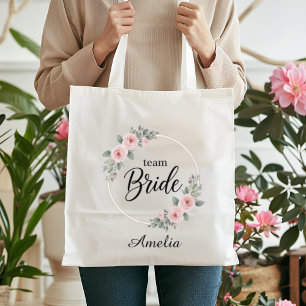 Bolsa Tote Equipe da Noiva Rosa Elegante com Arranjo de Flore