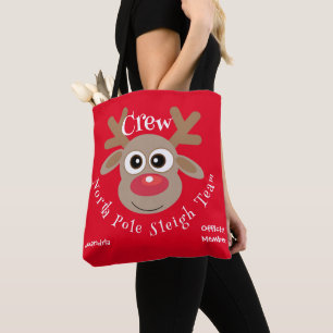 Bolsa Tote Equipe de Cartoon Reindeer Red Sleigh de Natal bon