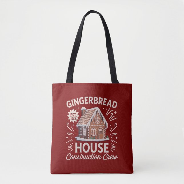 Bolsa Tote Equipe de Construção de Casa de Gingerbread Natal  (Frente)