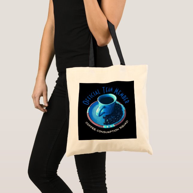 Bolsa Tote Equipe de Consumo de Café Divertida Membro Persona (Frente (produto))