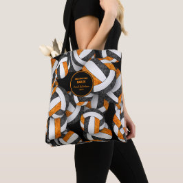 Bolsa Tote equipe de laranja preto colorido treinador de vôle