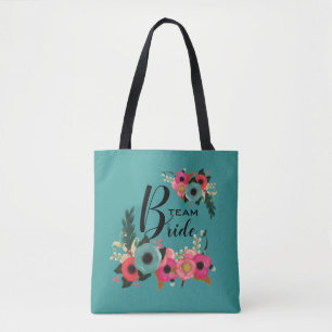 Bolsa Tote Equipe de noiva. Bridesmaid Modern Floral Gift