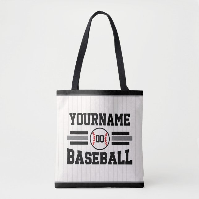 Bolsa Tote Equipe de NOME Personalizada do Jogador de Basebal (Frente)