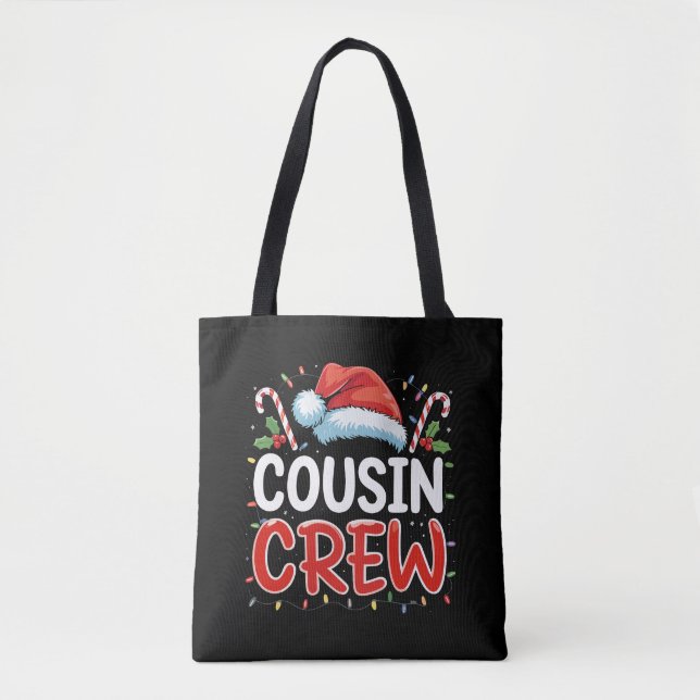 Bolsa Tote Equipe de Primo de Natal Chapéu de Papai Noel  (Frente)