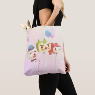 Bolsa Tote Equipe Doce: Pirulitos de Bolo de Personagens