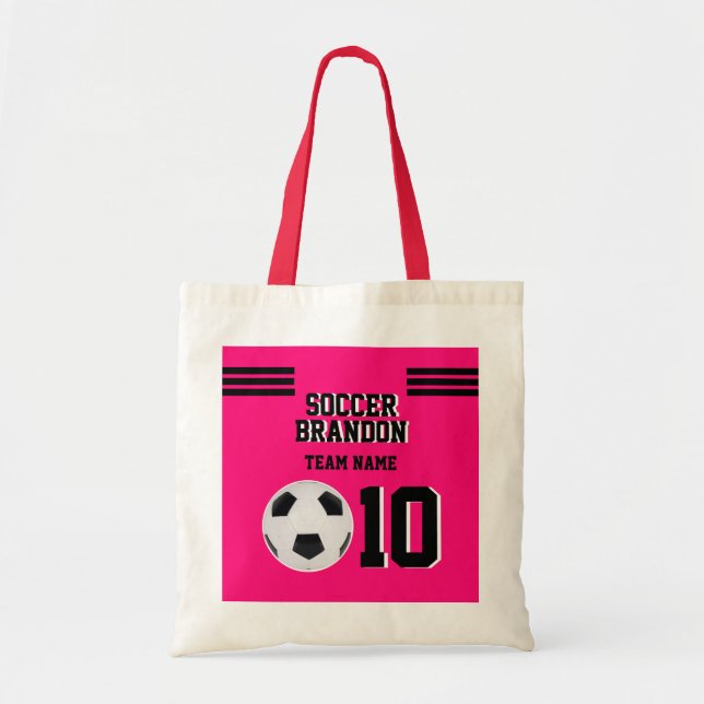 Bolsa Tote equipe e treinador de futebol da fuchia (Frente)