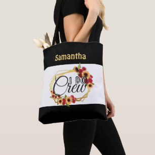 Bolsa Tote Equipe Eu Aceito Monograma Rosas e Girassóis Festa