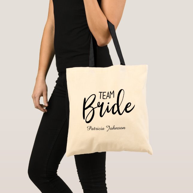 Bolsa Tote Equipe fofa da Noiva adicionar nome (Frente (produto))