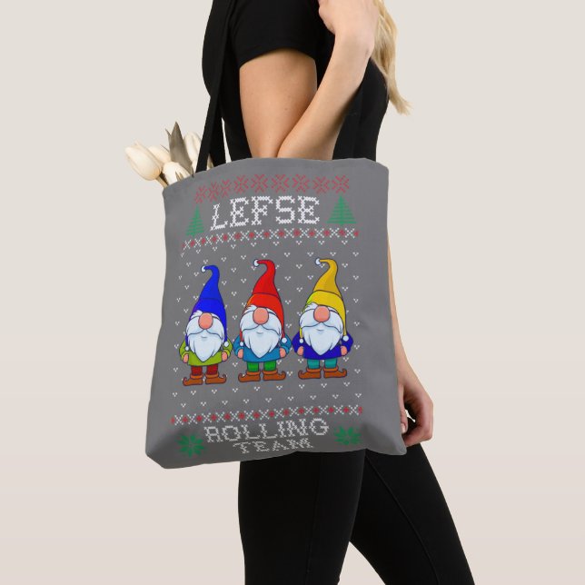 Bolsa Tote Equipe Rolling da Esquerda, Tomate de Natal Gnomo (Close Up)