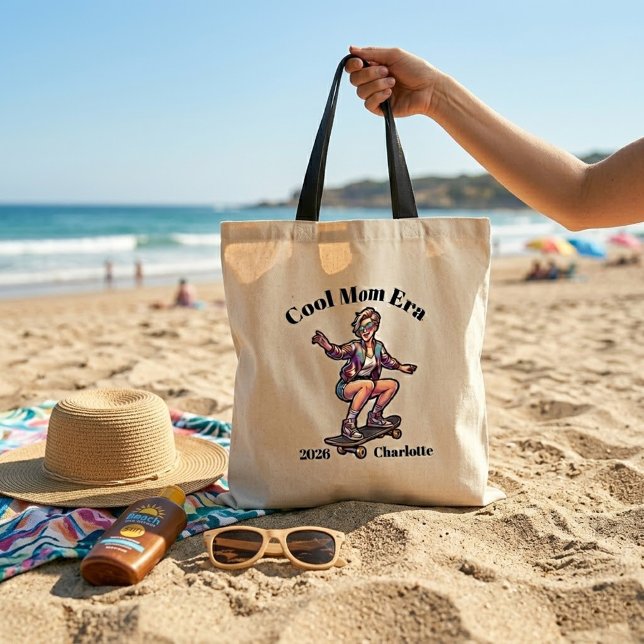 Bolsa Tote Era da Mãe Legal Retrô: Nome e Data Per (Criador carregado)