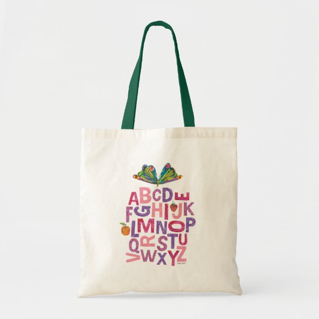 Bolsa Tote Eric Carle | Padrão De Borboleta De Alfabeto (Frente)
