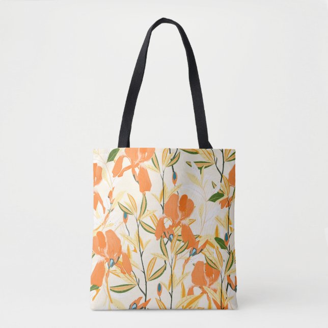 Bolsa Tote Erris de laranja: padrão floral uniforme (Frente)