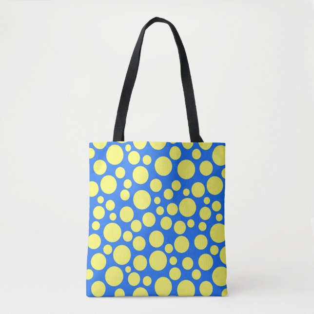 Bolsa Tote Ervilhas amarelas sobre fundo azul-céu (Frente)