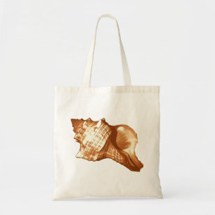 Bolsa Tote Esboço da concha - castanho, branco e bronzeado
