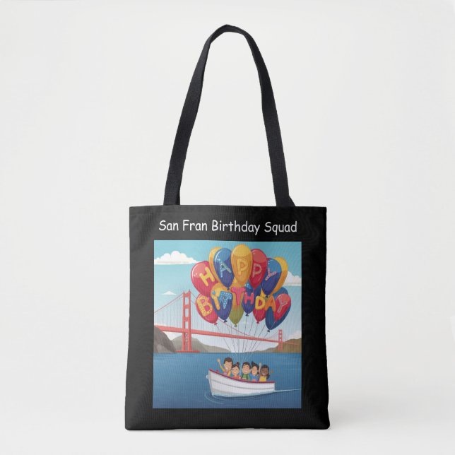 Bolsa Tote Esboço de Balão da Equipe de Aniversário de São Fr (Frente)