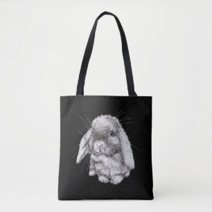 Bolsa Tote Esboço de Coelho Bunny de Orelhas Caídas para Home