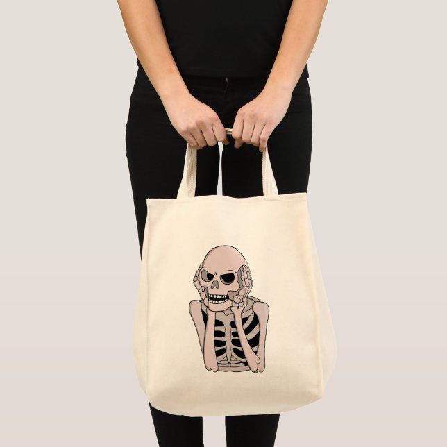 Bolsa Tote Esboço de Esqueleto Ansioso (Frente (produto))