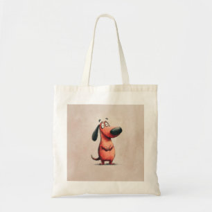 Bolsa Tote Esboço de Ilustração de Cachorro de Desenho Animad