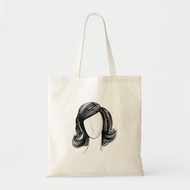 Bolsa Tote Esboço de Moda de Cabelo (Frente)