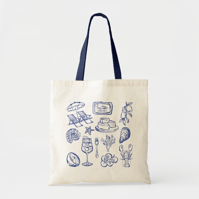 Bolsa Tote Esboço de Vida Mediterrânea (Frente)