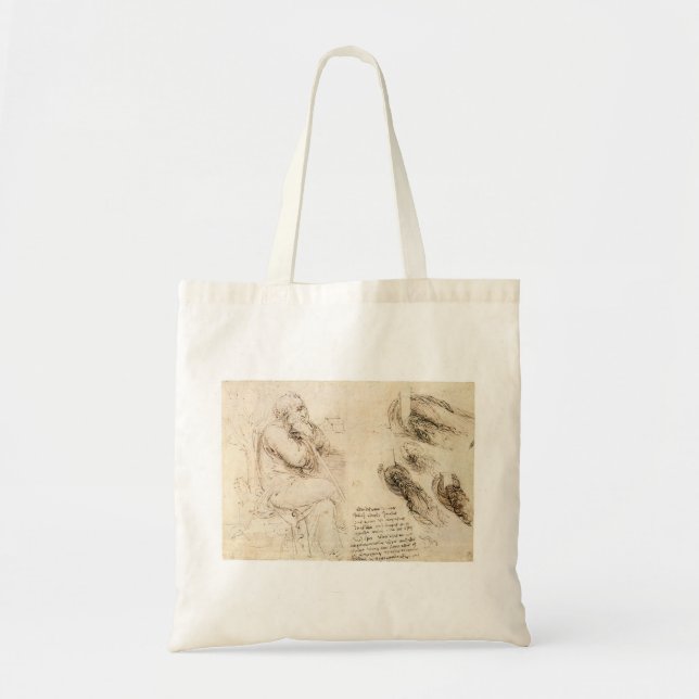 Bolsa Tote Esboço do Velho e da Água de Leonardo da Vinci (Frente)