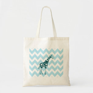 Bolsa Tote Esboço tirado do girafa mão bonito em Chevron az