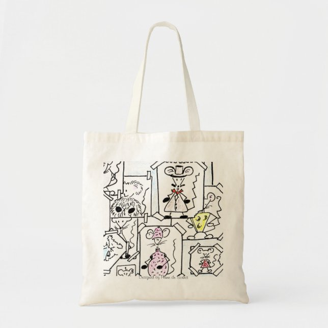 BOLSA TOTE ESBOÇOS RATO PASTEL (Frente)