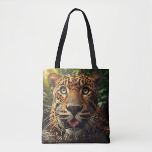 Bolsa Tote Escadas-leopardo enquanto Lapando Água na Selva